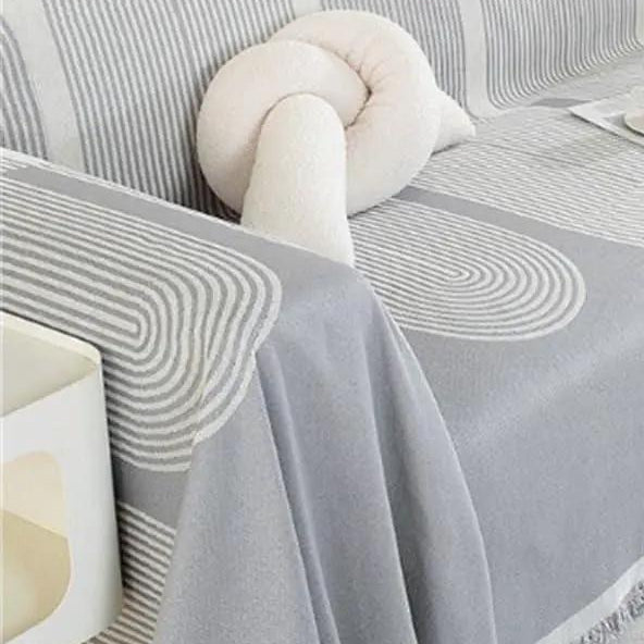 Chenille Jacquard Sofa Cover with Tassel Slipcovers