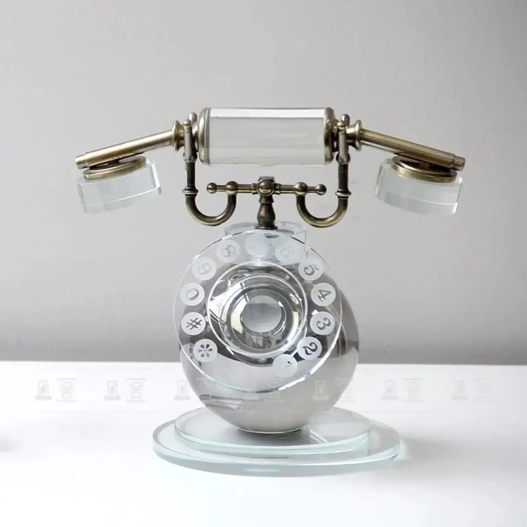 Retro Crystal Desktop Telephone Ornament Decor Figurines
