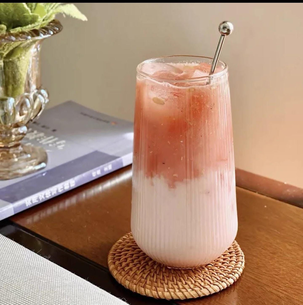 High Quality Borosilicate Ribbed Drinking Glasses – 480ml Clear Vertical Line Design (6pcs Set)