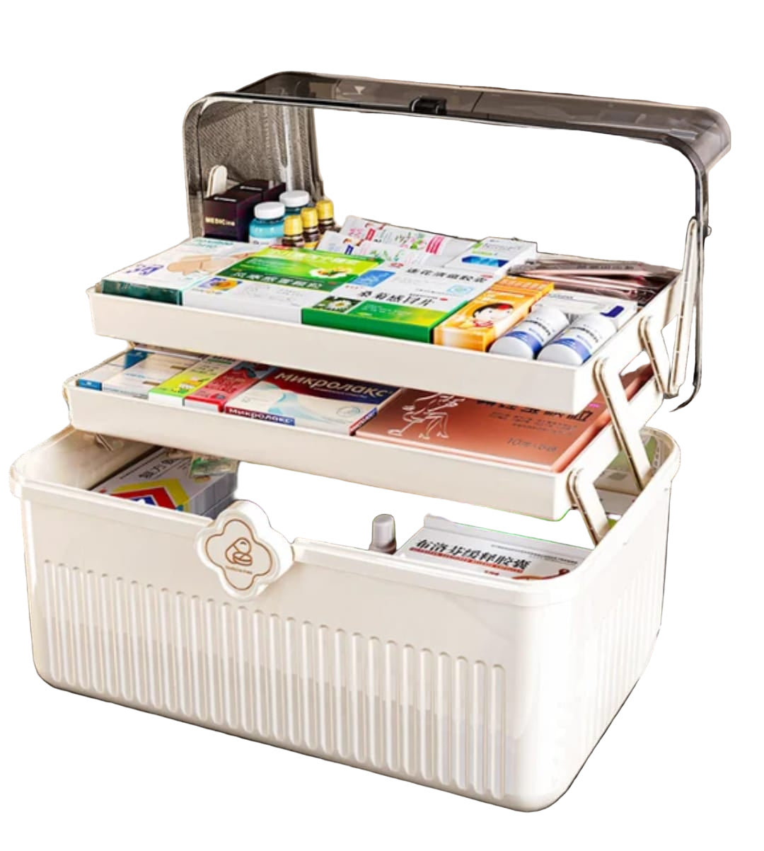 3 Layered Portable Medicine Storage Box – Multi-Compartment Organizer