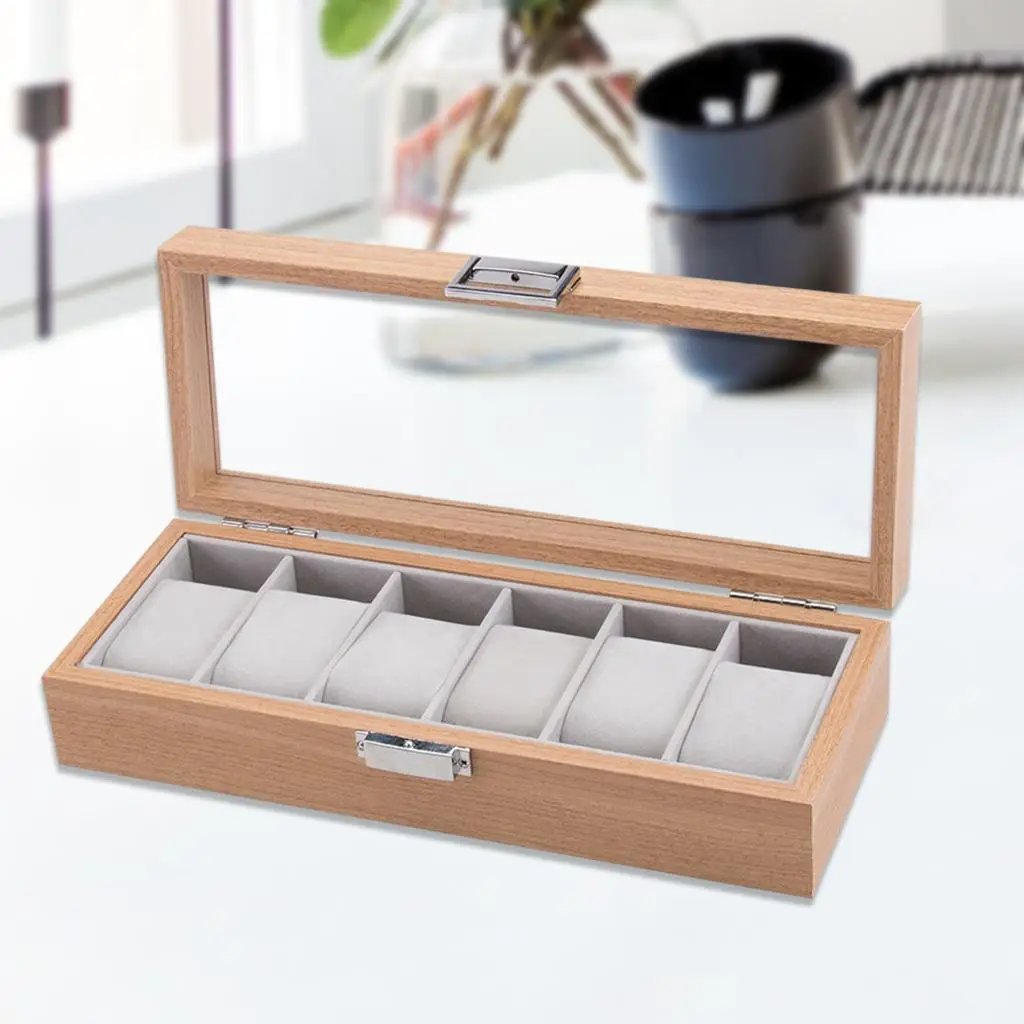 6 Slot Wooden Watch Organizer Watch organizer Drawer Organizers
