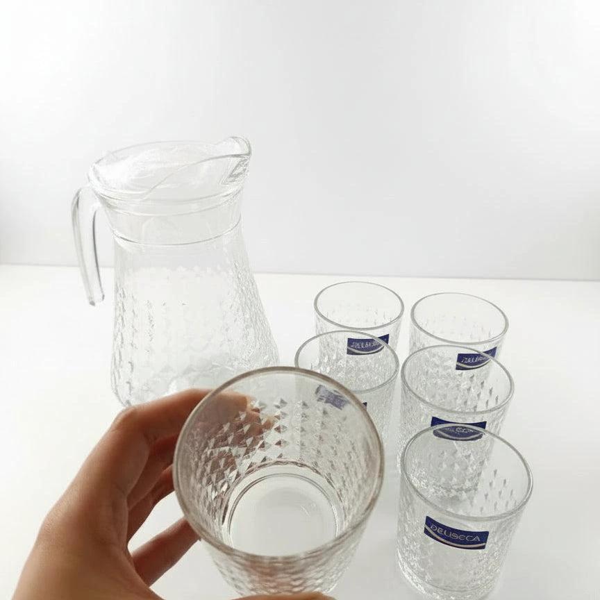 7 Piece Water Set - 1 Jug & 6 Glasses Water set