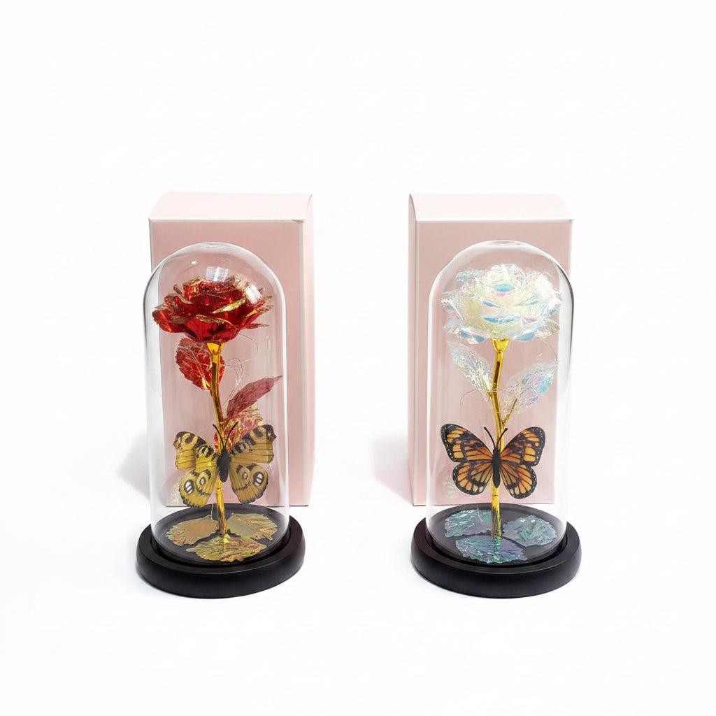 LED Rose Light with Butterfly + LED Strings Home Decor Night Lights & Ambient Lighting