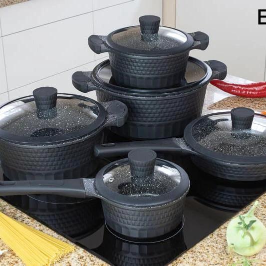 10-Piece Nonstick Cookware Set – Premium Black Pots and Pans with Lids cookware Cookware Sets
