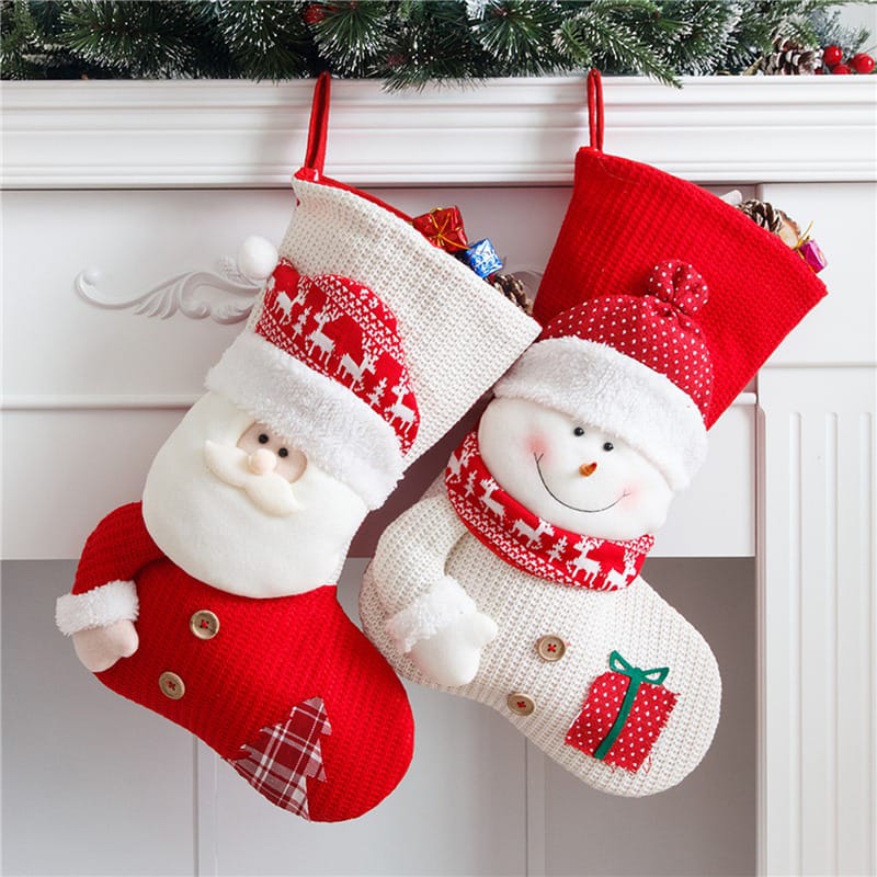 Large Christmas Stocking Socks Decorations – Festive Hanging Ornaments for Home and Fireplace Décor