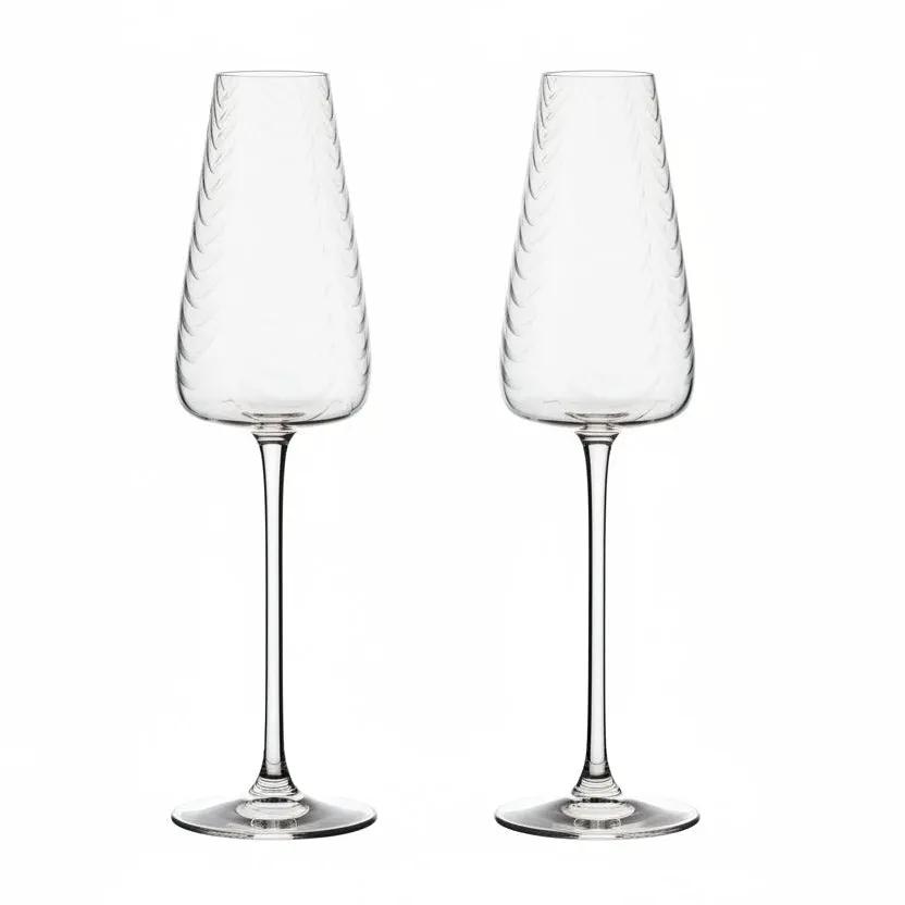 Wavy Long Stem Champagne & Wine Glasses Kitchen & Dining Champagne Glasses