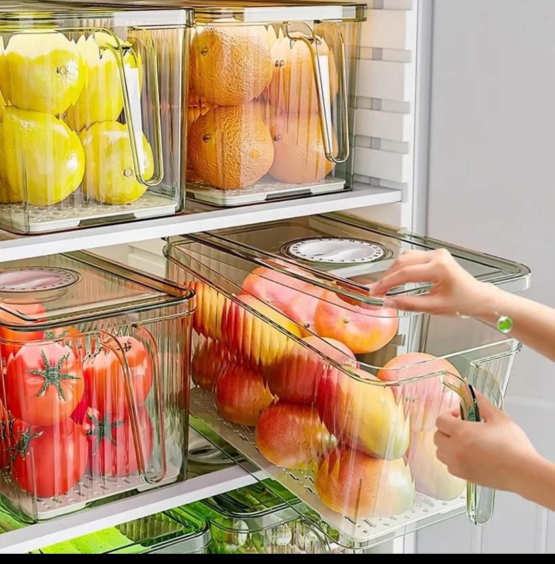 5L Acrylic Fridge Container – Clear Food Storage Organizer Box