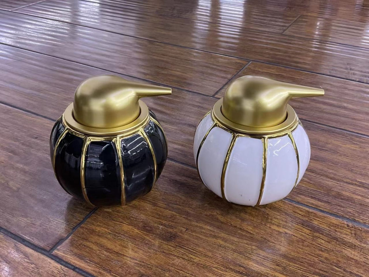 350ml Nordic Ceramic Soap Dispenser – White Gold and Black Gold Bathroom Accessory