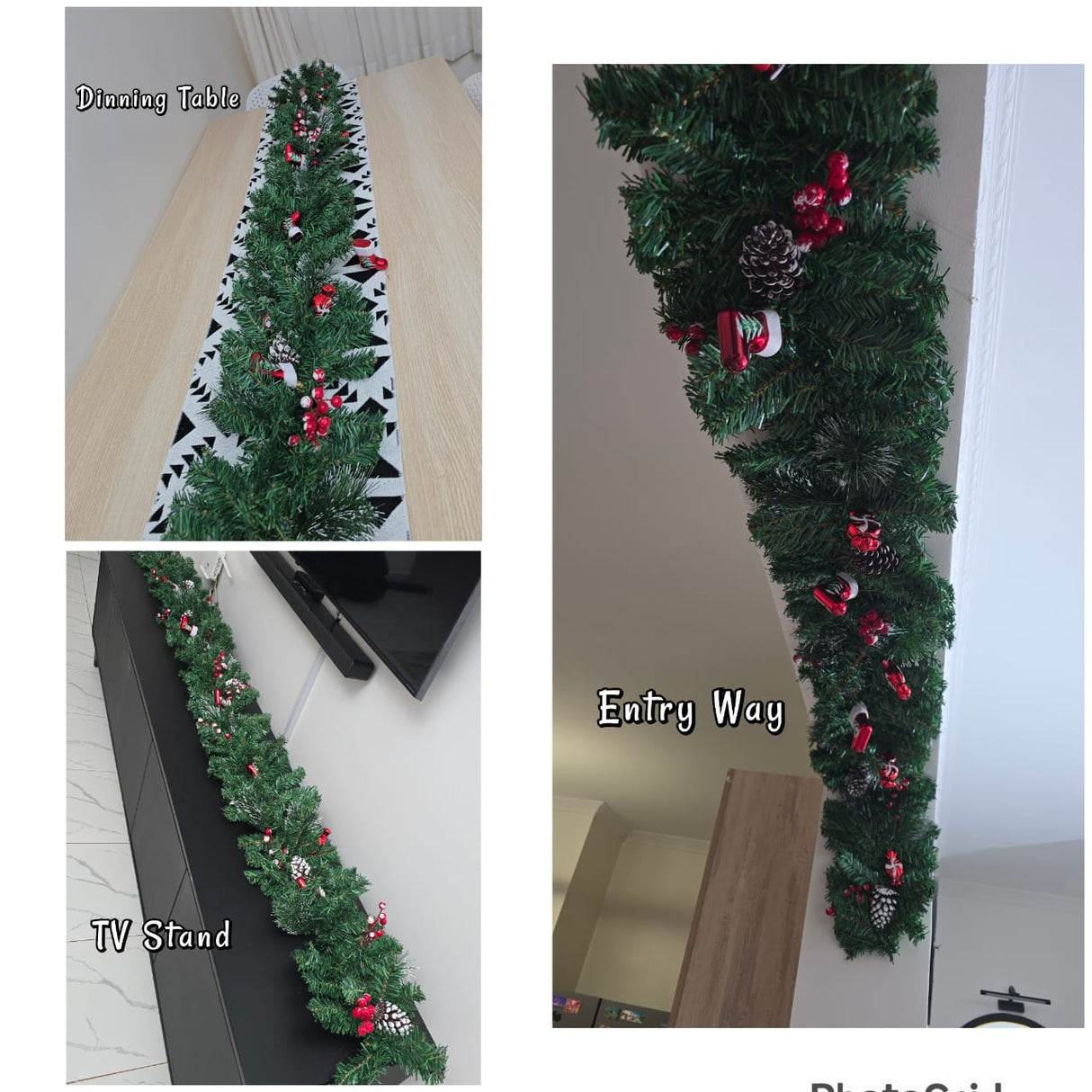 2.7m Pre-Decorated Christmas Garland – Festive Greenery for Staircases, Pillars, and Fireplaces