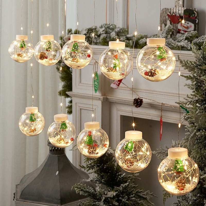 10-Piece Christmas Wish Ball LED Garland Curtain Light – 3.5M Decorative Fairy Lights