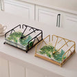 Luxury Serviette Holder with Bamboo Base – Black & Gold Napkin Dispenser- Furaha Finds Kenya
