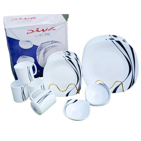 Signature 16 Piece Quadra Dinner Set | Midnight Black | Modern Square Dinnerware Set- Furaha Finds Kenya