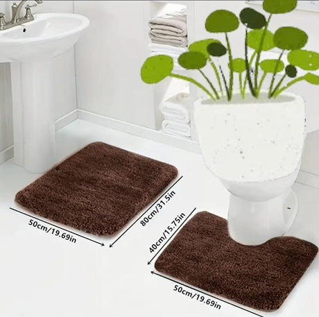 2-Piece Thick Microfibre Bathmat & Toilet Mat Set – Ultra Soft & Luxury Feel