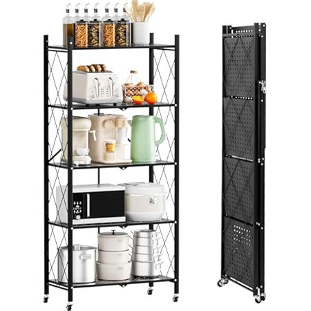 Foldable Multipurpose Rack with Shelves and Wheels – 4 Tier & 5 Tier Options