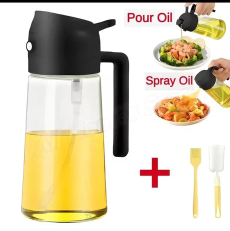 2-in-1 Oil Dispenser & Sprayer Jar – 600ml (White, Black, Green)- Furaha Finds Kenya