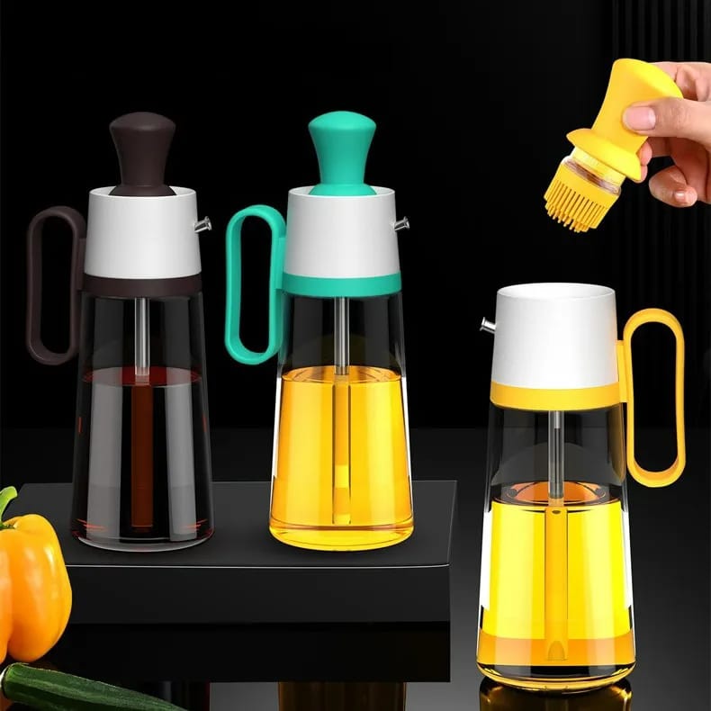 Transparent Glass Oil Dispenser Bottle with Silicone BBQ Brush – Multifunctional Kitchen Tool
