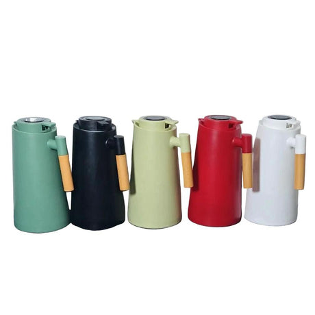 Nordic Double Wall Insulated Thermal Flask – 1L with Wooden Handle & Temperature Display thermoses in food Thermoses