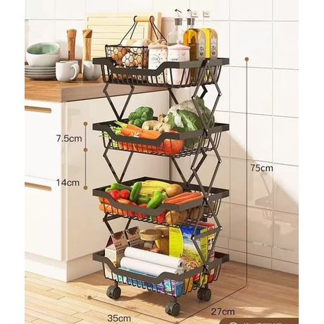 5 Layer Foldable Fruit/Vegetable Rack with Wheels- Furaha Finds Kenya