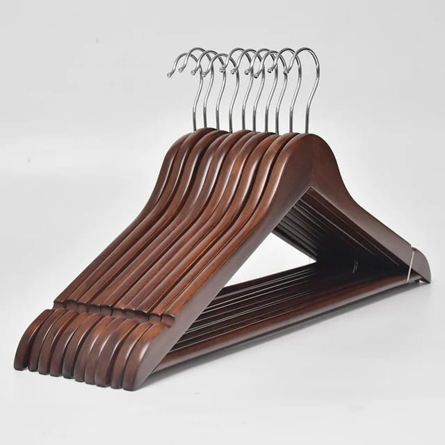 10 Piece Wooden Hangers Set Durable and Elegant