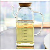 1000ml Square Shaped Oil Jar with Bamboo Lid Stylish and Functional Oil Dispenser for Kitchen