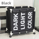 3-Compartment Oxford Fabric Laundry Basket with Wheels