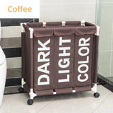 3-Compartment Oxford Fabric Laundry Basket with Wheels
