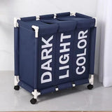 3-Compartment Oxford Fabric Laundry Basket with Wheels