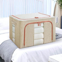 100L Foldable Storage Organizer Box with Zipper and Window 60x42x40cm Storage Bins Household Storage Bags