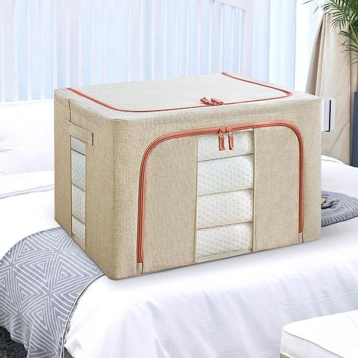100L Foldable Storage Organizer Box with Zipper and Window 60x42x40cm Storage Bins Household Storage Bags