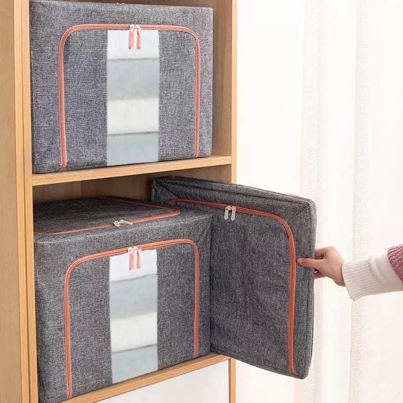 100L Foldable Storage Organizer Box with Zipper and Window 60x42x40cm Storage Bins Household Storage Bags