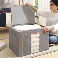 100L Foldable Storage Organizer Box with Zipper and Window 60x42x40cm Storage Bins Household Storage Bags
