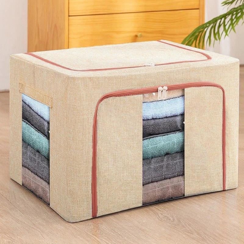 100L Foldable Storage Organizer Box with Zipper and Window 60x42x40cm Storage Bins Household Storage Bags