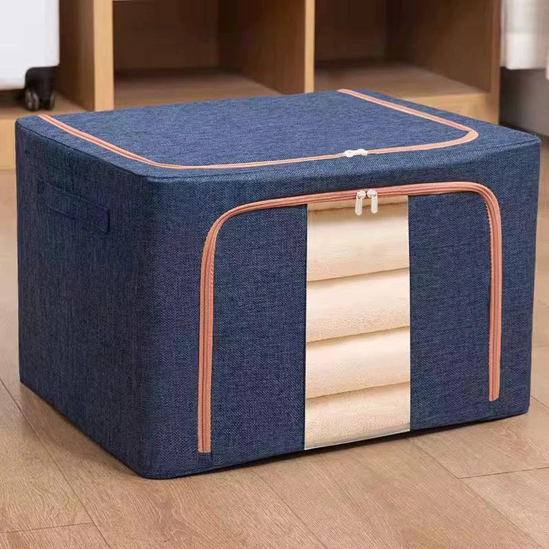100L Foldable Storage Organizer Box with Zipper and Window 60x42x40cm Storage Bins Household Storage Bags