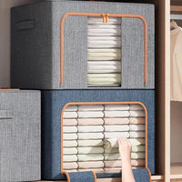 100L Foldable Storage Organizer Box with Zipper and Window 60x42x40cm Storage Bins Household Storage Bags