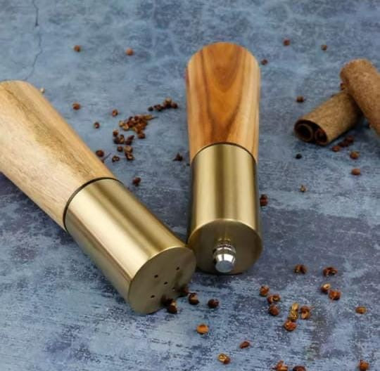 Luxury Acacia Wood Pepper & Salt Grinder Set – 2pcs Stainless Steel Mill (18cm)