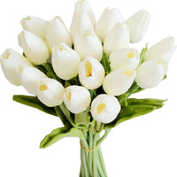 10pcs Decorative Mini Tulip Artificial Flowers White and Orange Decor Artificial Flowering Plants