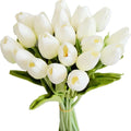 10pcs Decorative Mini Tulip Artificial Flowers White and Orange Decor Artificial Flowering Plants