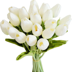 10pcs Decorative Mini Tulip Artificial Flowers White and Orange Decor Artificial Flowering Plants
