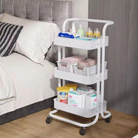 Multi-Functional Metallic Storage Trolley – 3 Tier Carts & Islands