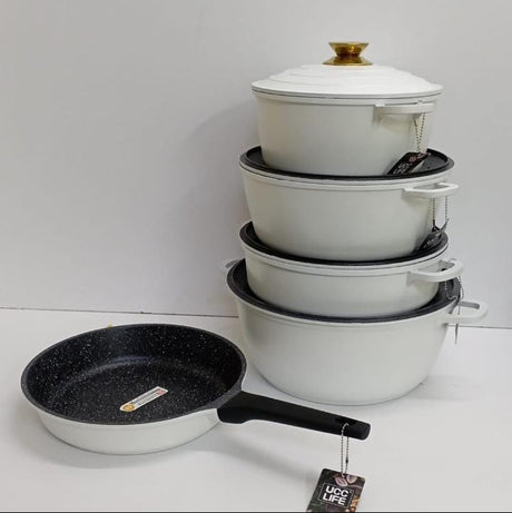 11pcs UCC Life Non-Stick Cookware Set White