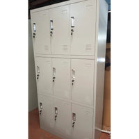 9-Door Metal Locker Cabinet – Secure Multi-Compartment Storage with Locks for Office or Gym Use