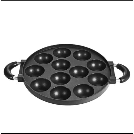 12 Hole Vitumbua Cooking Pan with Handles Cast Iron Nonstick Snack Maker