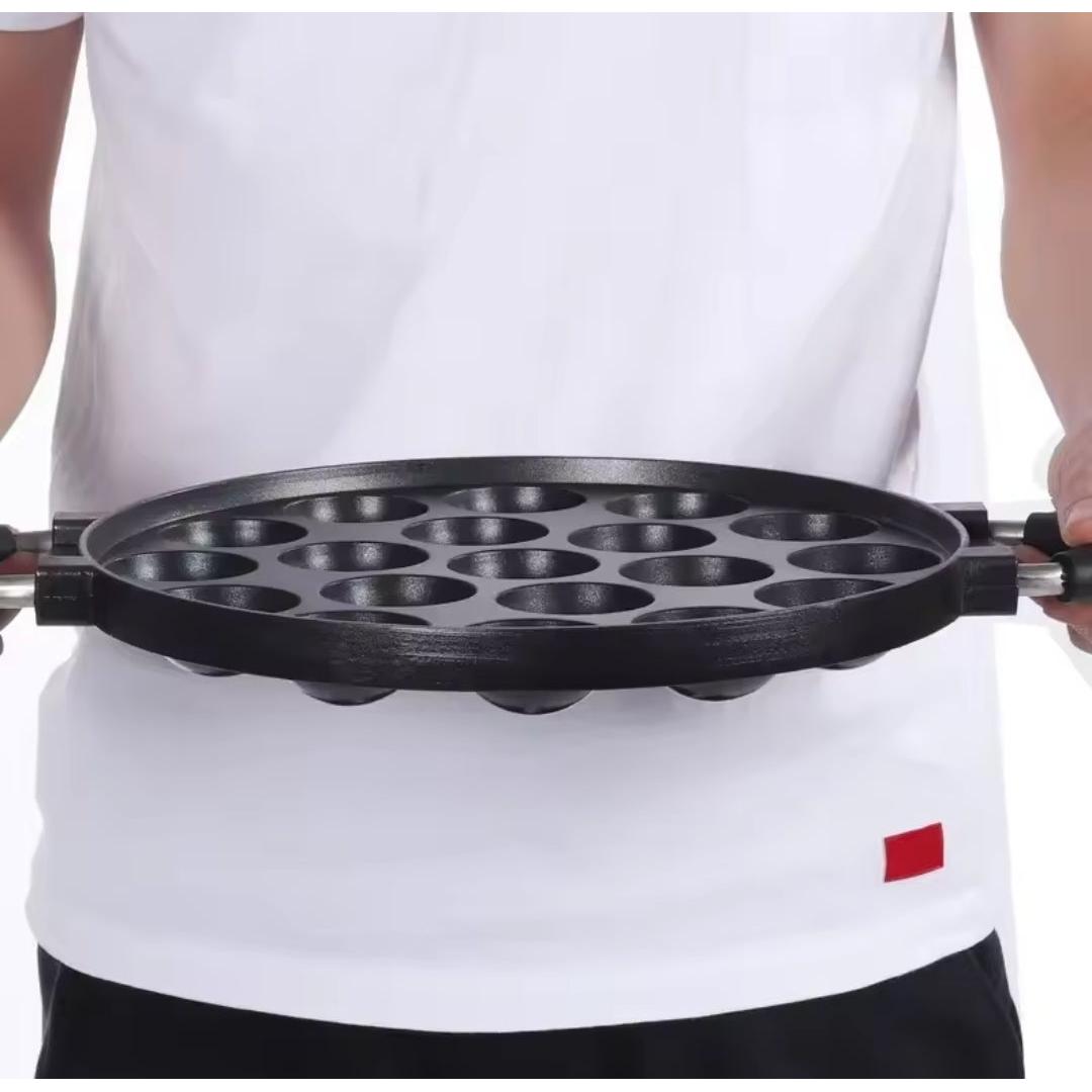12 Hole Vitumbua Cooking Pan with Handles Cast Iron Nonstick Snack Maker