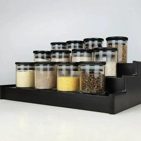 12 Piece Glass Spice Jars with Bamboo Black Lids Storage Containers Food Storage Containers