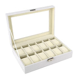 12 Slots Watch Organizer Storage Box Dust Free Protection for Business & Personal Use