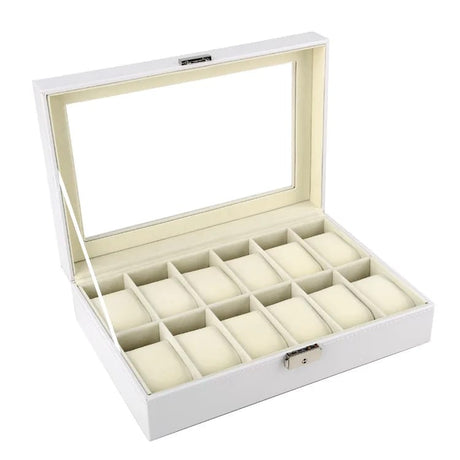 12 Slots Watch Organizer Storage Box Dust Free Protection for Business & Personal Use