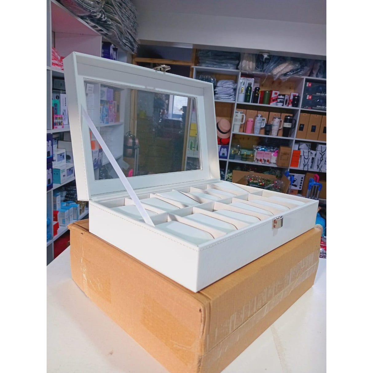 12 Slots Watch Organizer Storage Box Dust Free Protection for Business & Personal Use