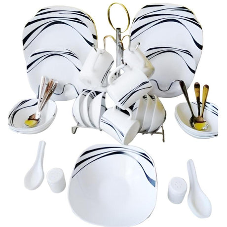 Signature 16 Piece Quadra Dinner Set | Midnight Black | Modern Square Dinnerware Set- Furaha Finds Kenya