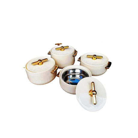 4pcs Antalya Ivory Hotpots Set | Food Warmer Storage | 1800ml, 2400ml, 3000ml, 3600ml | Durable Heat Retaining Serving Hotpots- Furaha Finds Kenya