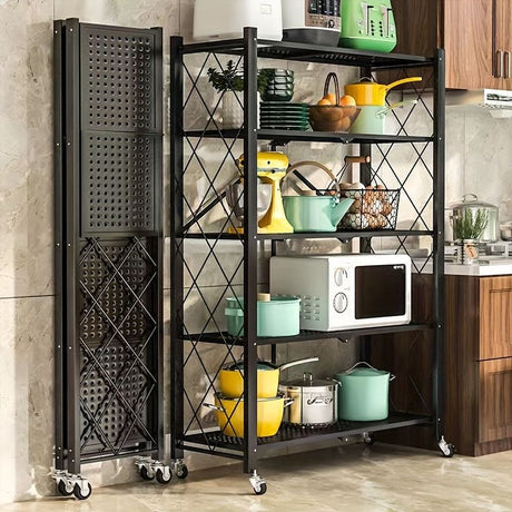 Foldable Multipurpose Rack with Shelves and Wheels – 4 Tier & 5 Tier Options